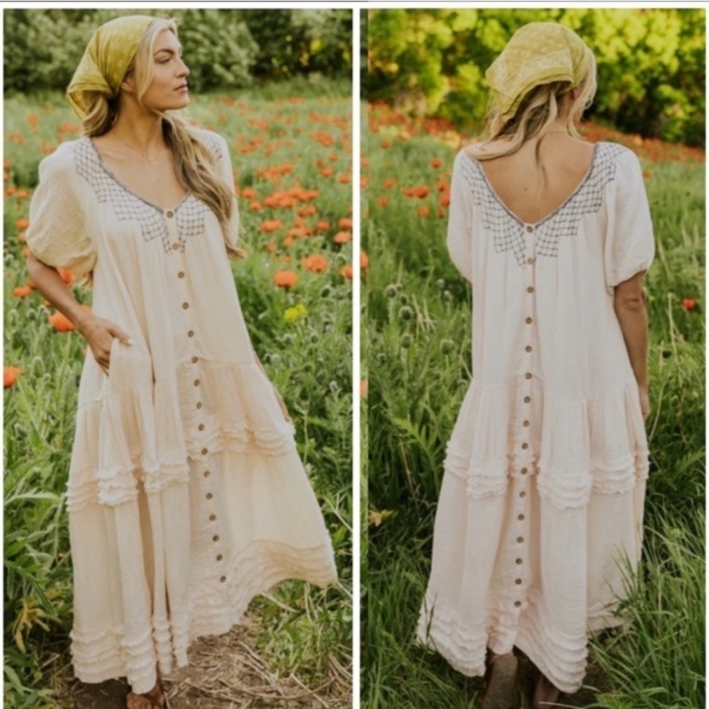 Free People Sunday Stroll Maxi Dress In Ivory size XS oversized dress fits Med
